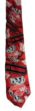 RM Sport Vintage Silk Necktie Featuring Bucky Badger 1994